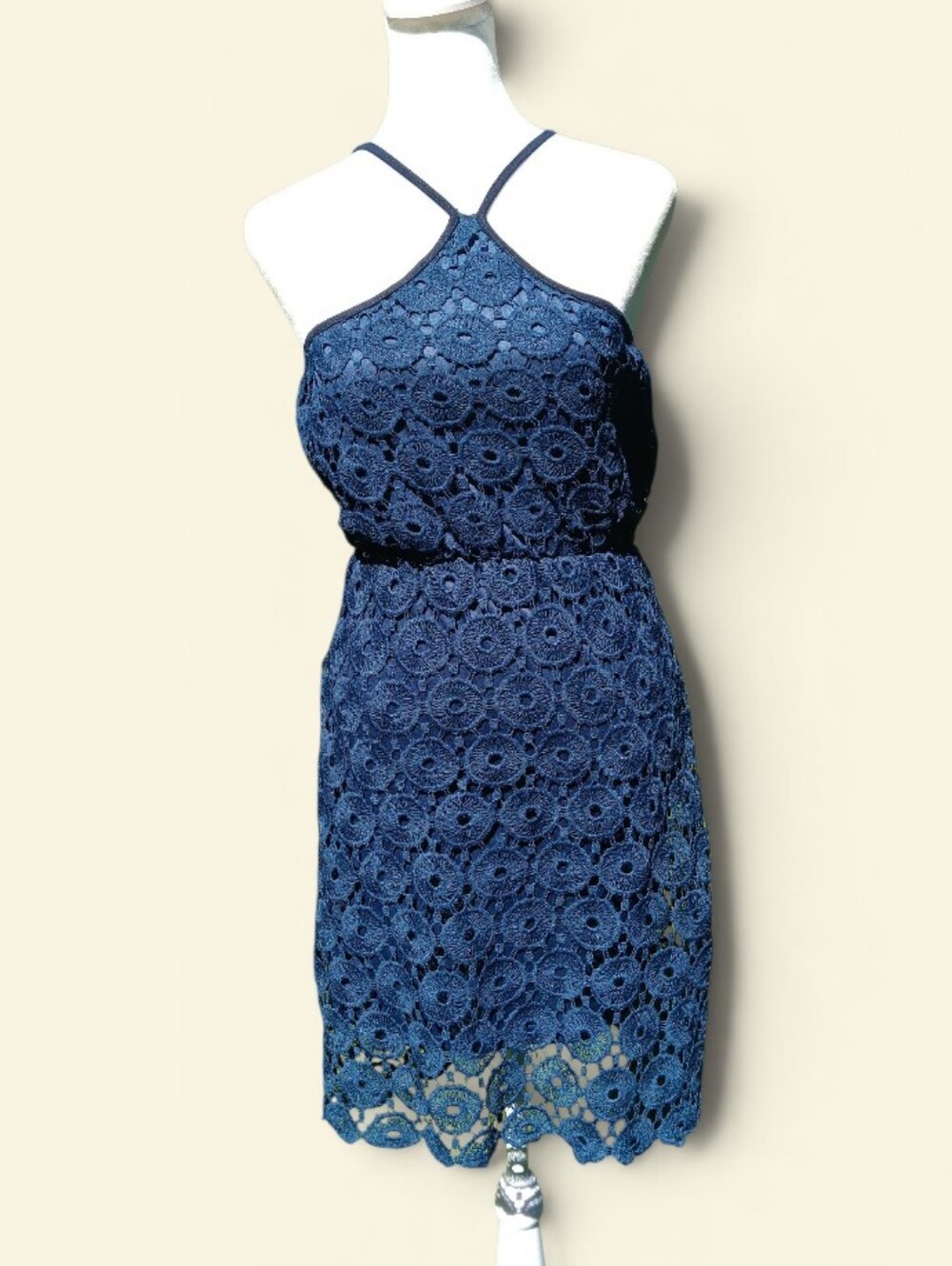 Navy Crochet Halter Sundress - Unbranded